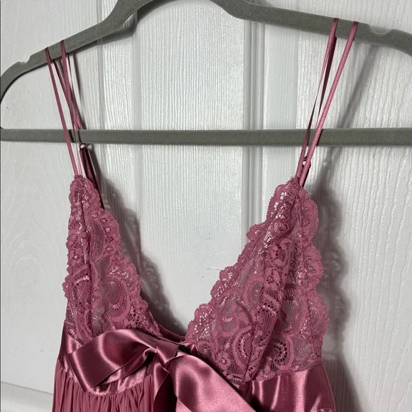 Victorias Secret Mauve Sheer Pleated Babydoll Lingerie Size Medium sexy Coquette - Picture 7 of 12